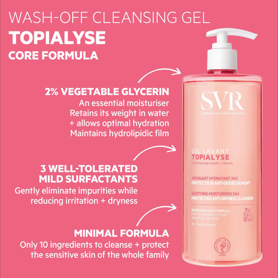 SVR Topialyse 1000ml Soothing Cleansing Gel Refill for Sensitive Skin - Image 4