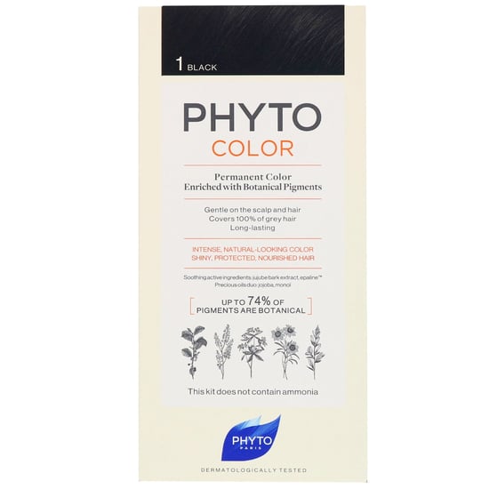 PHYTO PHYTOCOLOR Permanente Haarkleur — Kleur 1 Zwart (Formule met Botanische Pigmenten) - Image 3
