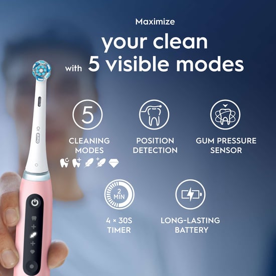 Oral-B iO 5 Pink Electric Toothbrush with A.I. Brushing Recognition and Smart Pressure Sensor - Image 5