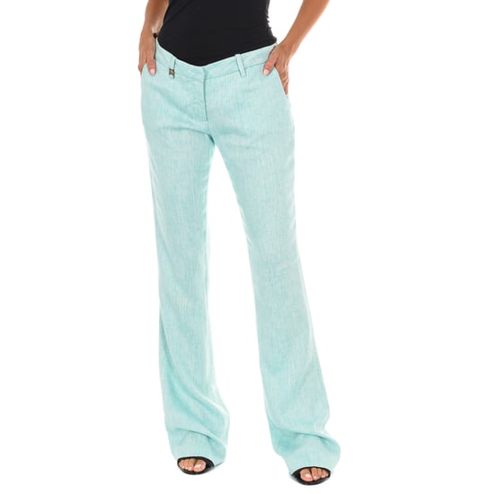 Long linen pants with flared bottoms 70DBF0490-L041 woman