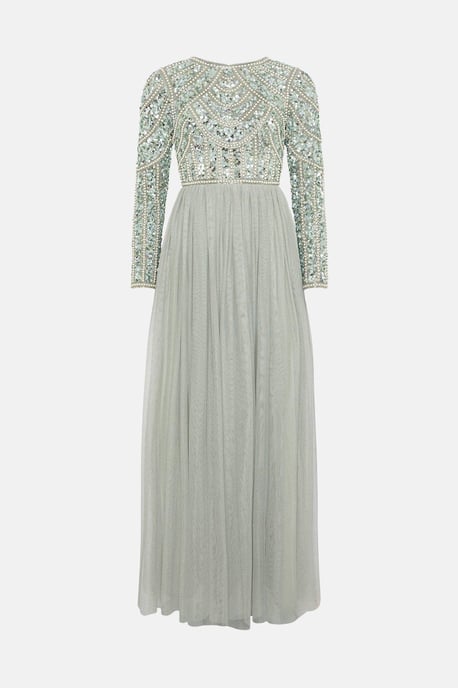 Pearl Embellished Bodice Bridesmaids Tulle Skirt Dress - Image 5