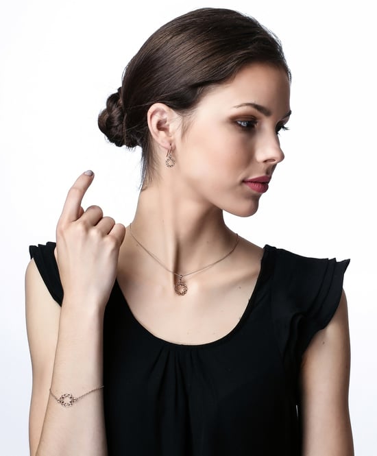 Orphelia 'Jasmine' Dames 925 Sterling Zilveren Set: Armband + Oorbellen + Ketting - Roze SET-7076/1 - Image 5