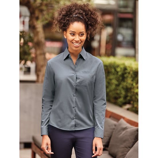 Russell Collectie Dames / Dames Lange Mouwen Shirt (Konvooi Grijs) - Image 4
