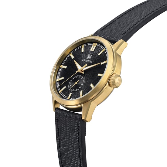 Heritor Automatic Argento Leather-Band Watch