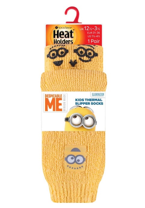 Värmehållare - Barnkaraktär halkfria 2.3 TOG vintervarma termiska toffelsockor med grepp - Minions - Image 2