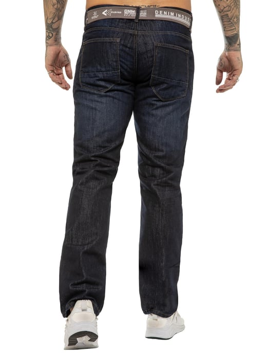 Enzo | Heren Designer Regular Fit Denim Jeans - Indigo - Image 3