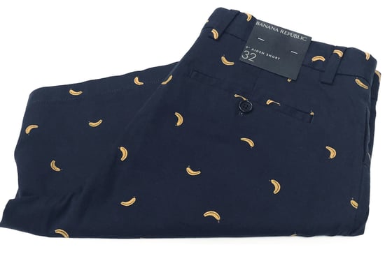 Banana Republic Men's Slim Stretch Cotton Aiden Shorts in Navy Banana Print
