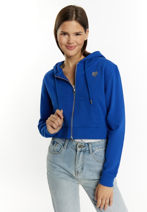 Mymo Bijgesneden hoodie met rits Dames koningsblauw - Image 3