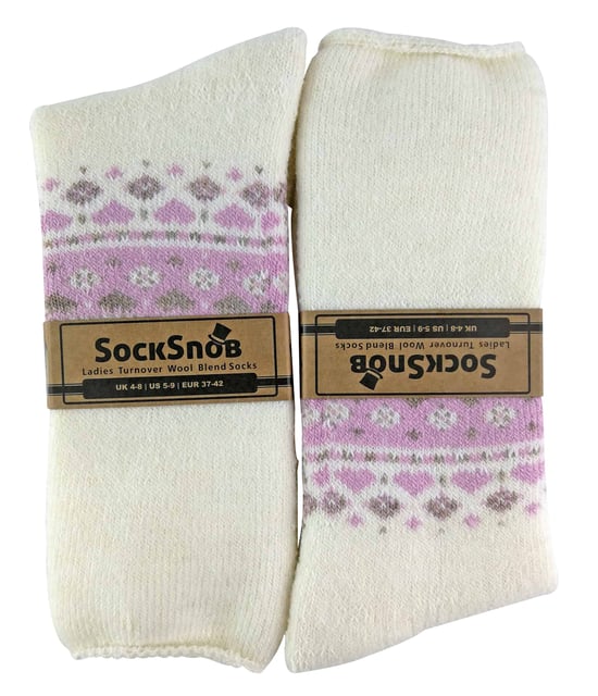Sock Snob - Ladies Turn Over Top Varm Termisk Vinter Nordic Bed Strumpor - Image 2