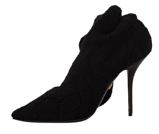 Dolce & Gabbana Dames Zwarte Stretch Kousen Kniehoog Enkellaarsjes - Image 5