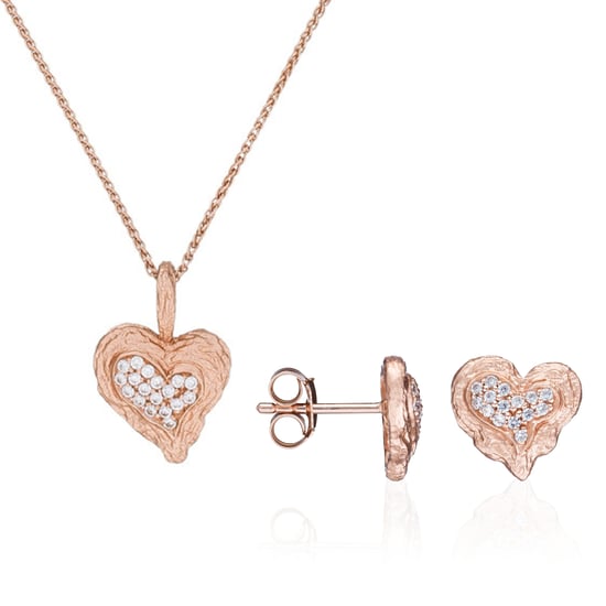 Orphelia 'Hazel' Dames 925 Sterling Zilveren Set: Ketting-Hanger + Oorbellen - Roze SET-7082/1 - Image 1