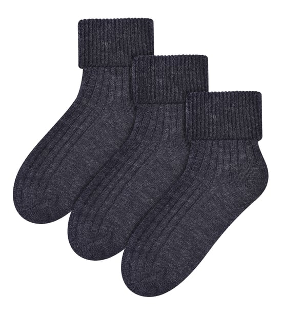 3 Pairs Womens Wool Bed Socks | Steven | Luxury Warm Lounge Sleep Socks - Charcoal - Image 1