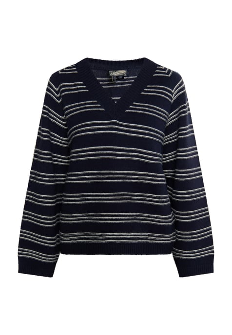 Dreimaster Knitted pullover women marine wool white - Image 1