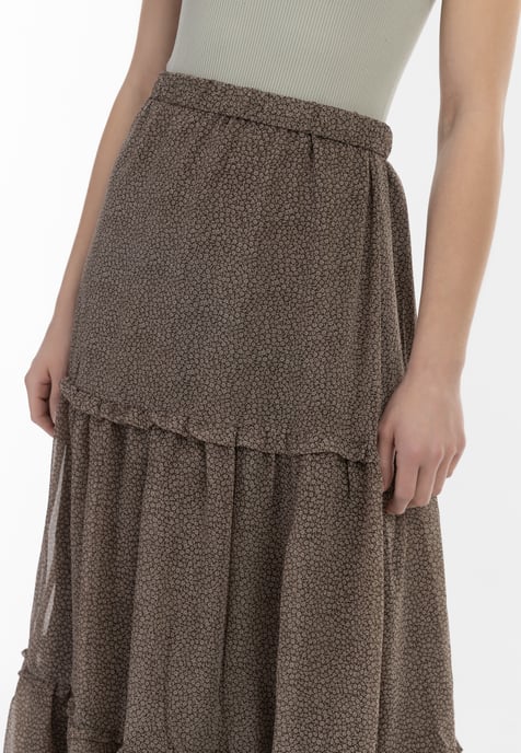 Dreimaster Maxi rok Dames olijf wol wit - Image 5
