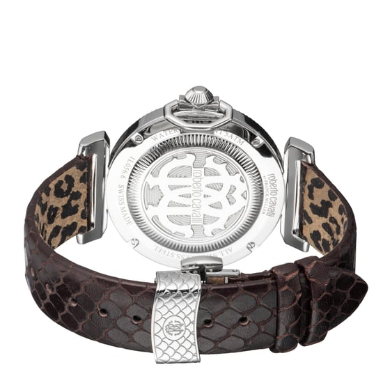 Roberto Cavalli:Womens silver dial brown leather watch - Image 2