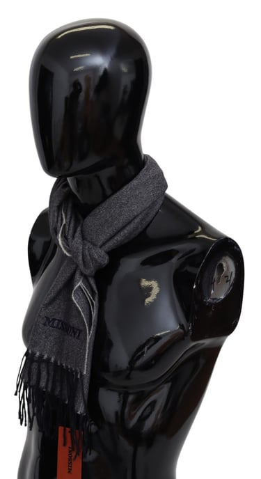 Missoni Heren Grijs Kasjmier Gebreide Unisex Nek Omslagdoek - Image 2