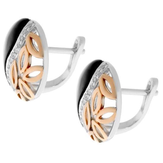 Orphelia 'Unari' Women's 925 Sterling Silver Stud Earrings - Silver/Rose ZO-7112