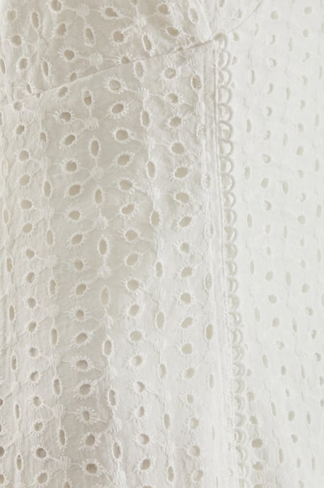 Cream Embroidered Tie Back Mini Dress