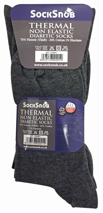 3 Pack Mens Non Elastic Thermal Diabetic Socks for Poor Circulation - Image 2