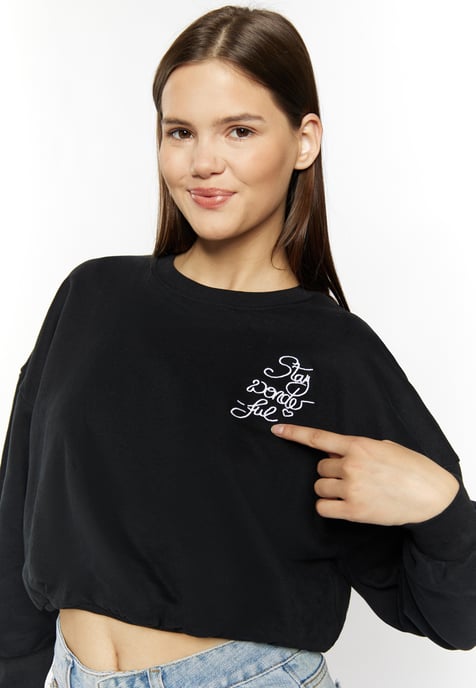 Mymo Cropped sweatshirt Dames zwart - Image 5