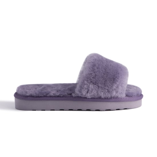 Aus Wooli Australia Womens Sheepskin Fluff Slide Slippers Purple