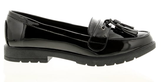 Platino Womens Flat Shoes Kennedy Slip On black patent