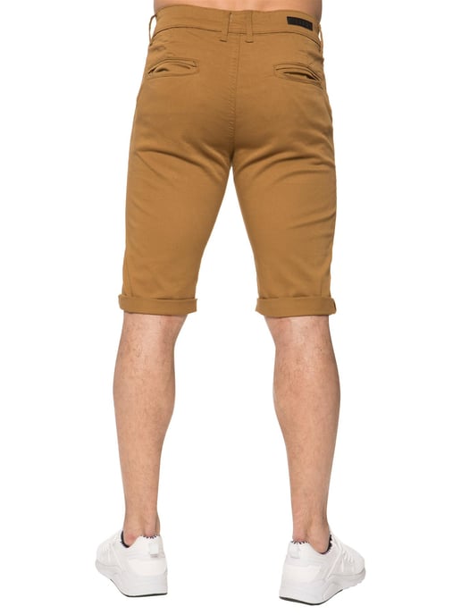 Enzo | Mens Slim Fit Stretch Chino Shorts - Tan - Image 3