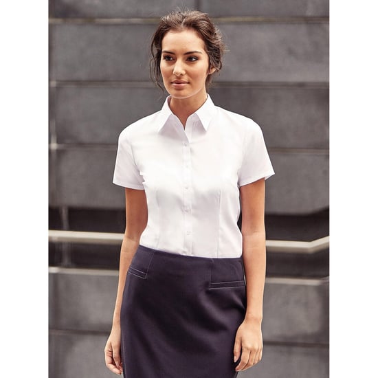 Russell Dames/dames Visgraat Werkshirt met korte mouwen (Wit) - Image 2