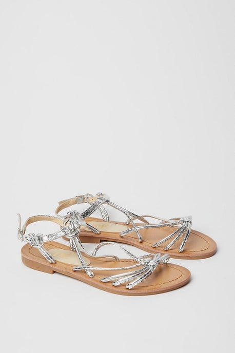 Fleur Metallic Knotted Front Flat Sandals