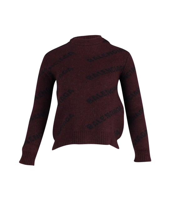 Balenciaga Logo Truien in Rood Gedrukt Wol - Image 1