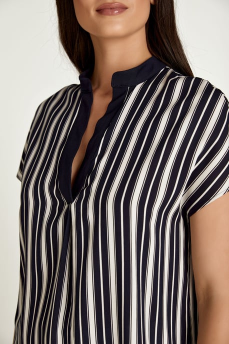 Sleeveless Blue and White Striped Top