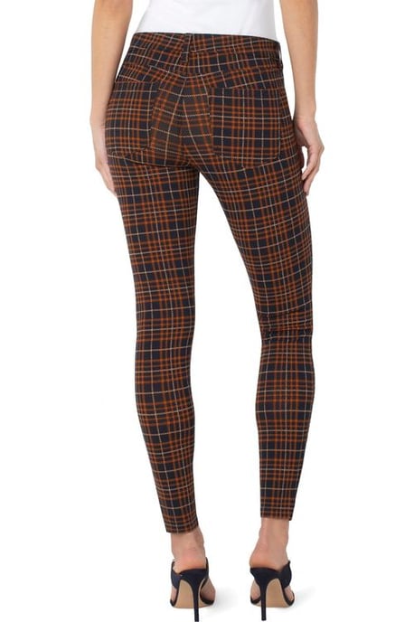 Madonna Skinny Deep Cinnamon Navy Glen Plaid Jeans