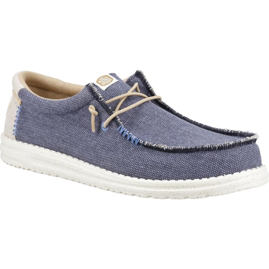 HEYDUDE Wally Coastline Canvas Men's Navy Boat Shoes - Image 1