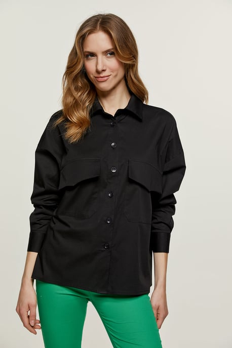 Black Poplin Style Shirt