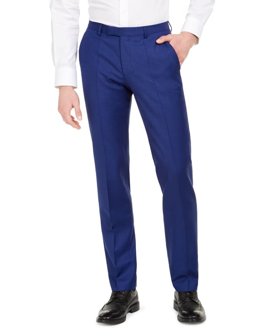 Hugo Boss Mens Pants Blue Dress Extra Slim Fit Printed
