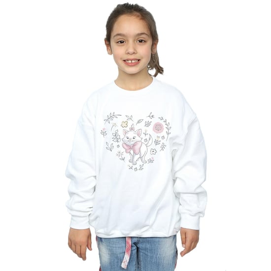 Disney Girls The Aristocats Marie Heart Sweatshirt (White)