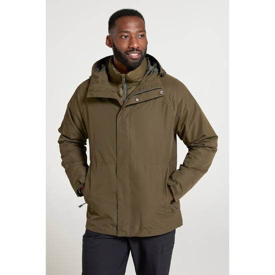 Mountain Warehouse Heren Alaskan 3 In 1 Waterdichte Jas (Khaki) - Image 1