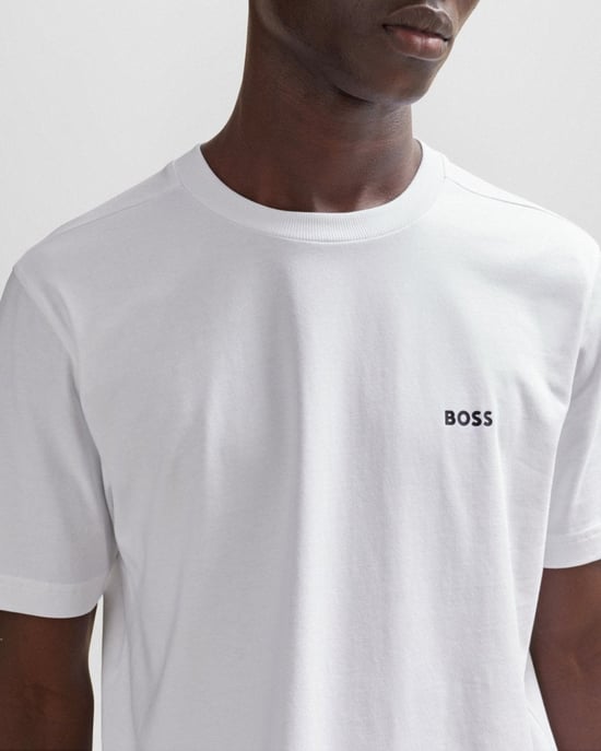 BOSS Green Tee Mens Stretch Cotton T-Shirt with Contrast Logo NOS - Image 2