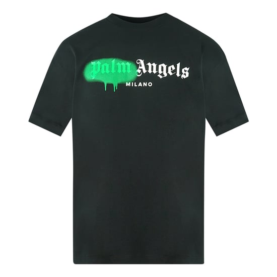 Palm Angels Milano Spray Paint Logo Black T-Shirt - Image 1