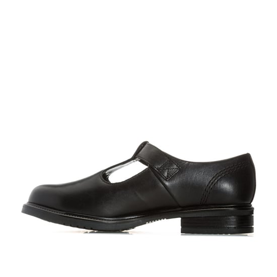 Girl's Kickers Junior Lach T-Bar Leather Shoes in Black