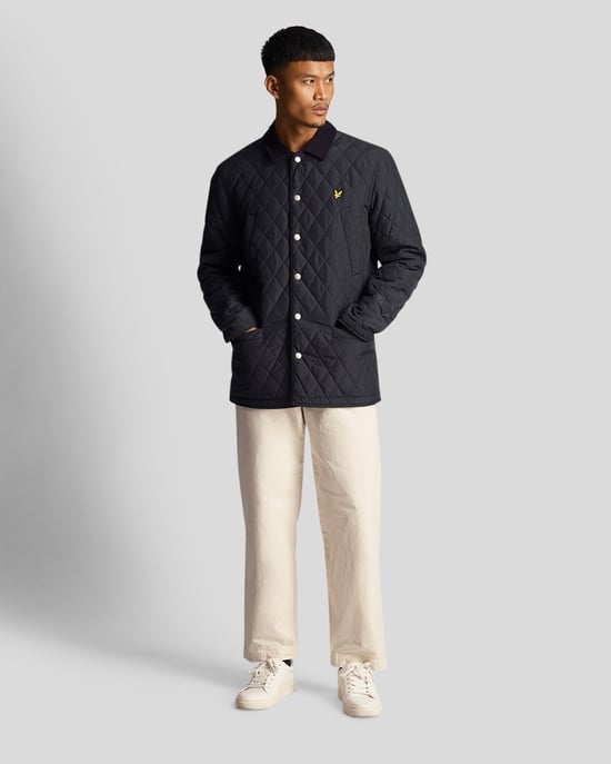 Lyle & Scott quiltad jacka för män i marinblått - Image 3