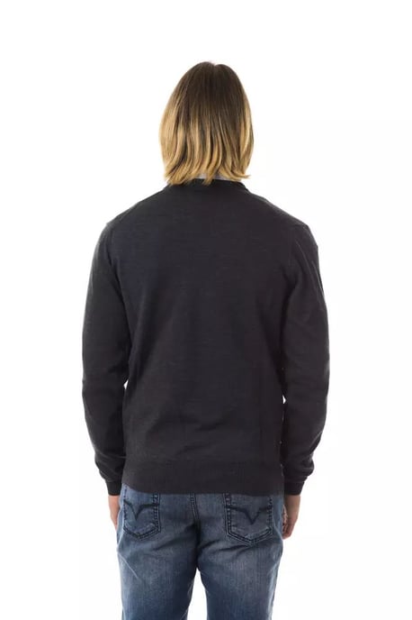 Uominitaliani Men's Gray Merino Wool Sweater - Image 3