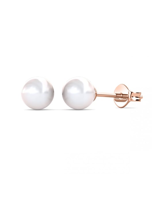 Full Moon Pearl Earrings - Rose Gold and Crystal - Image 1