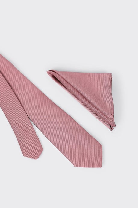 Slim Rose Pink Tie And Pocket Square Set - Image 3