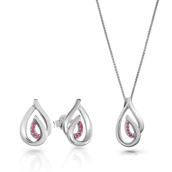 Orphelia 'Dazzle' Women's 925 Sterling Silver Set: Chain-Pendant + Earrings - Silver SET-7518/R