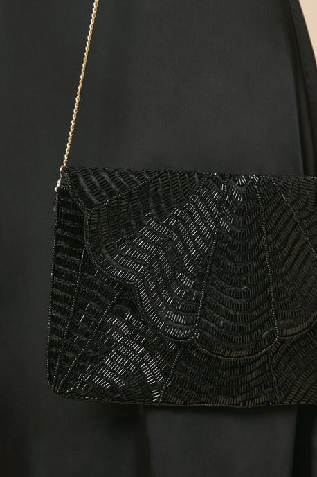 Beaded Scallop Clutch With Detachable Strap