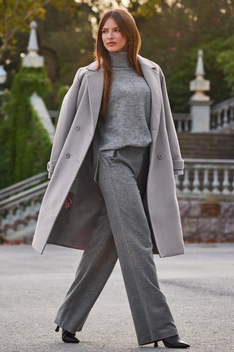 Grey Marl Folded Cuff Jumper