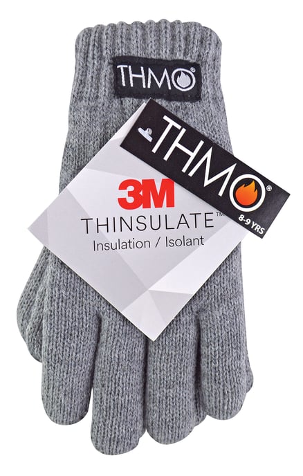 Childrens Thinsulate Gloves for Winter | THMO | Boys & Girls Knitted Thermal Full Finger Gloves for Kids - Grey - Image 2