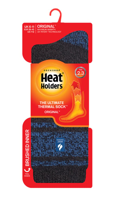Heat Holders - Mens Extra Thick Thermal Socks for Winter | Warm Fluffy Fleece Insulated Socks | Gifts for Men - Charcoal / Blue (Athens) - Image 2