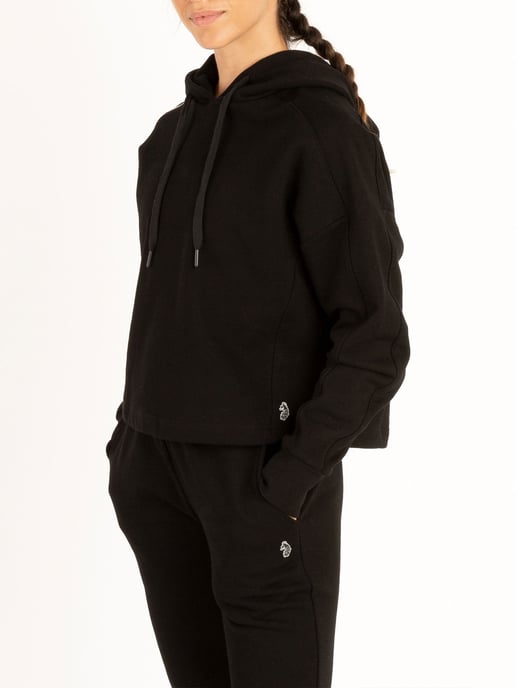 Luke 1977 Womens Cobra Cropped Workout Hoodie in Black